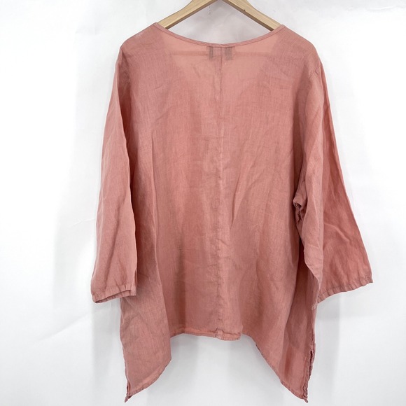 La Fixsun Linen V Neck Tunic Top Women XL Lagenlook - Picture 4 of 9